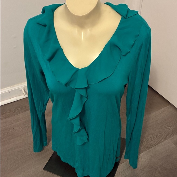 Matilda Jane Forever Friends Britta Top Teal Ruffle size Medium - Picture 2 of 5